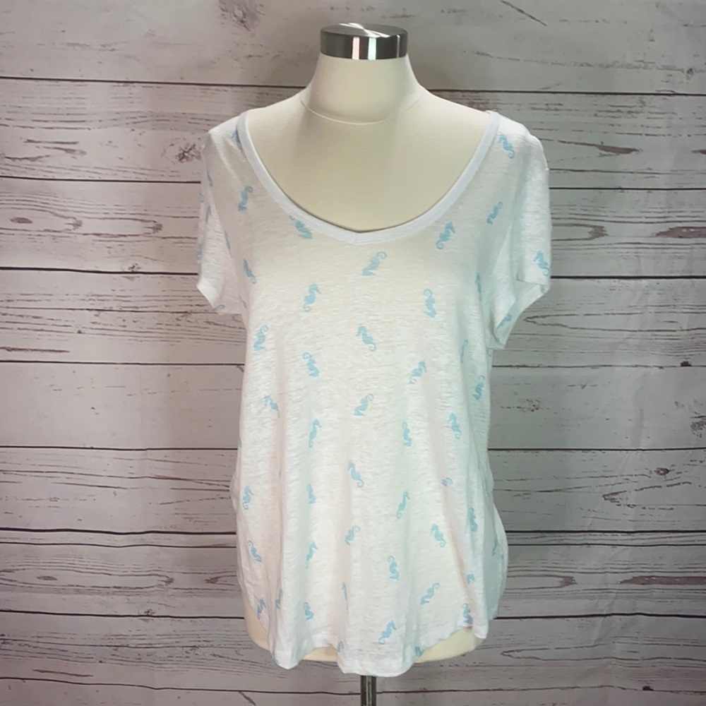 St. Tropez seahorse 100% linen shirt